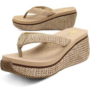 Volatile Beige Wedge Sandals, Womens Sz 10